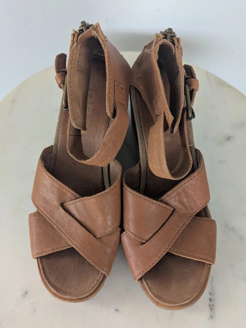 Sorel Women's Joanie Brown Leather Wedge Sandals